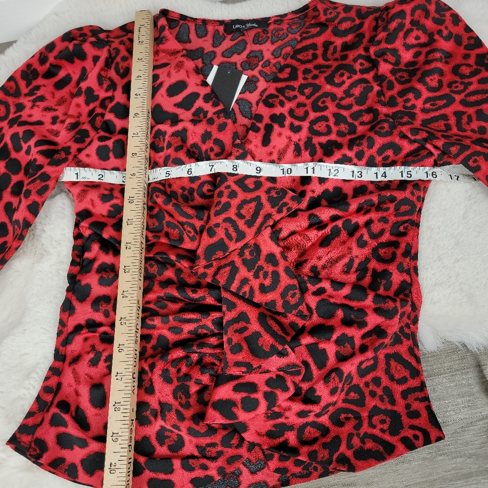 Leopard Print Ruffle Top - Picture 4 of 11